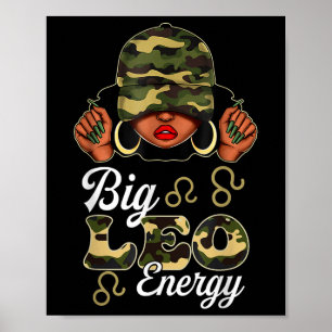 Große Leo Energie Schwarze Frau Camouflage Astrolo Poster