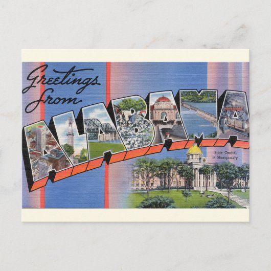 Große Letter Gruß von Alabama Postcard Postkarte (Vorderseite)