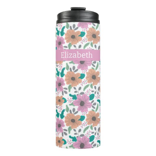 Große Leuchtende Blumen Personalisiert Thermosbecher (Vorderseite)