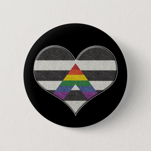 Große LGBT-Allergiker-Flagge Farbiges Herz mit As Button (Vorderseite)
