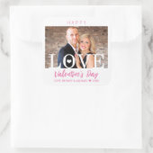 Große LIEBE Moderne Briefe | Ihr Foto Pink Script Quadratischer Aufkleber (Tasche)