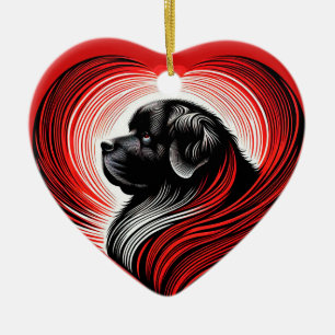 Große Liebe Newfie in herzzerreißer Keramik Orname Ornament