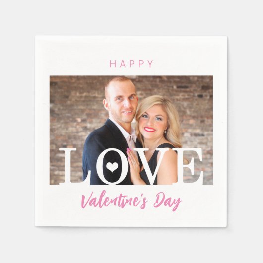 Große LIEBEN | Ihr Foto Rosa Script Modern Serviette (Vorderseite)