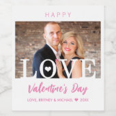 Große LIEBEN | Modern Ihr Foto Pink Script Weinetikett (Einzelnes Label)