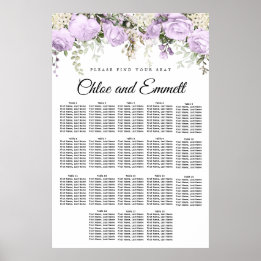 Große Lila 18-Tisch Hochzeitskarte mit 18 Sitzplät Poster