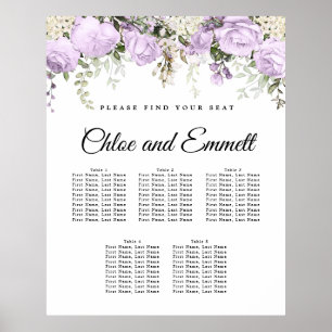 Große, Lila 5-Tisch-Hochzeit Poster