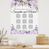 Große Lila 9-Tisch-Hochzeitskarte Poster (Küche)