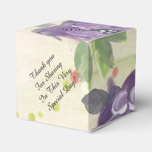 Große lila Blumengeschenkbox Geschenkschachtel (Rückseite)