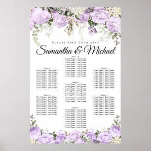 Große Lila Blütenhochzeit mit 7 Tischen Poster