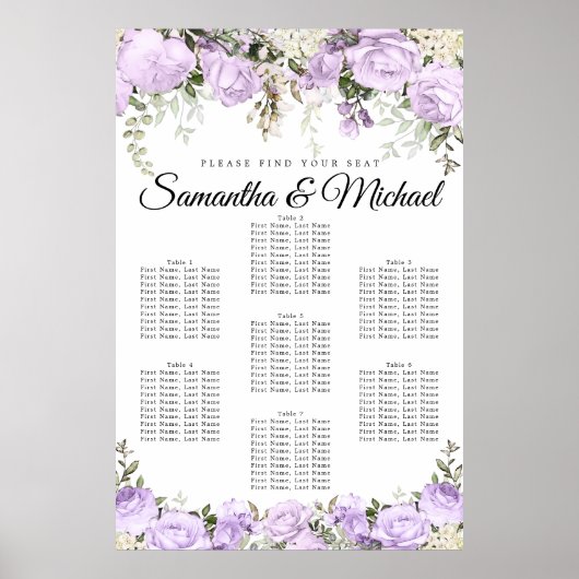 Große Lila Blütenhochzeit mit 7 Tischen Poster (Vorne)