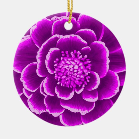 Große Lila Dahlia-Blume Keramik Ornament (Vorne)