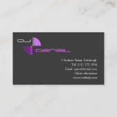 Große lila DJ-Geschäfts-Rekordkarte Visitenkarte (Rückseite)