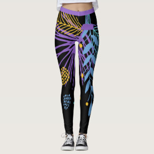 Große, Lila, gelbe botanische Leggings