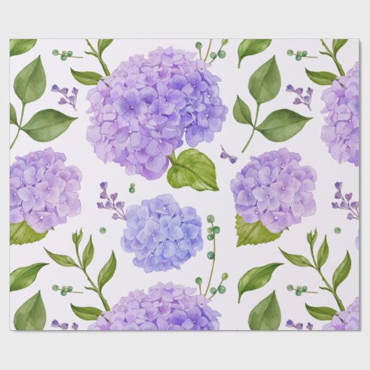 Große Lila Lilac Hydrangea Floral Geschenkpapier (Flach)