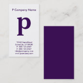 große lila Monogramm Visitenkarte (Vorne/Hinten)