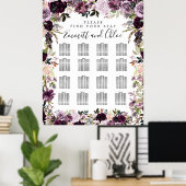 Große Lila rosa, florale 16-Tisch-Sitzkarte Poster (Heimbüro)