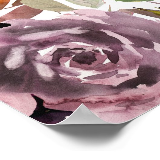 Große Lila rosa, florale 18-Tisch-Sitzkarte Poster (Ecke)