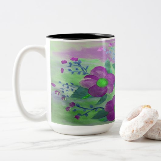 Große Lila und kalkgrüne Tasse (Mit Donut)