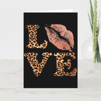 Große Lippen lieben Leopardenprint-Buchstaben Rosa Karte