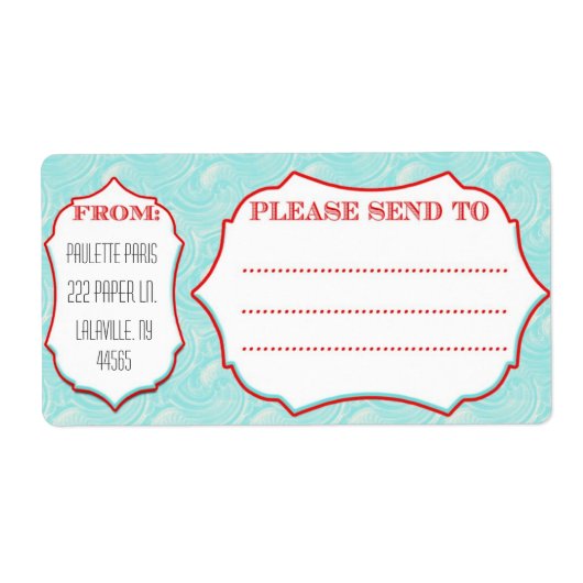Große Mailing Labels Aqua Wave (Vorne)