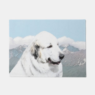 Große malende Pyrenäen - ursprüngliche Hundekunst Fußmatte