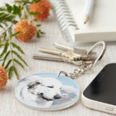 Große malende Pyrenäen - ursprüngliche Hundekunst Schlüsselanhänger (Vorderseite rechts)