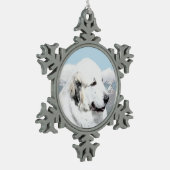 Große malende Pyrenäen - ursprüngliche Hundekunst Schneeflocken Zinn-Ornament (Links)