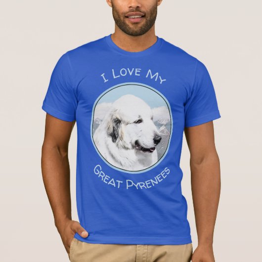 Große malende Pyrenäen - ursprüngliche Hundekunst T-Shirt (Vorderseite)