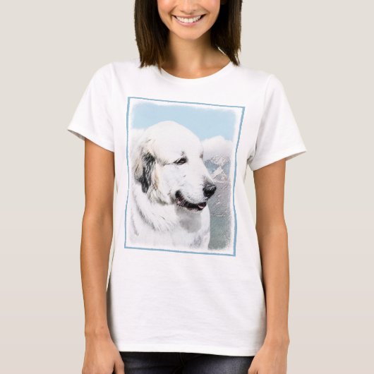 Große malende Pyrenäen - ursprüngliche Hundekunst T-Shirt (Vorderseite)