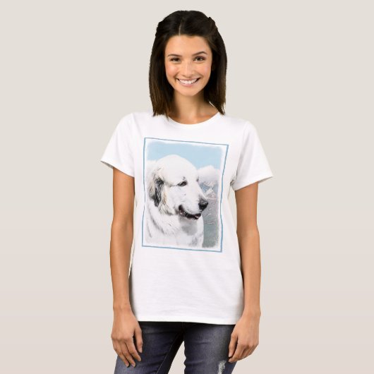 Große malende Pyrenäen - ursprüngliche Hundekunst T-Shirt (Vorne ganz)