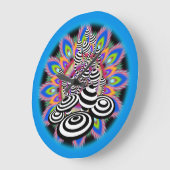 Große Mandala Magic Mushroom Blue Black Wall Uhr (Winkel)