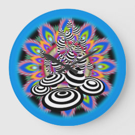 Große Mandala Magic Mushroom Blue Black Wall Uhr