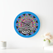 Große Mandala Magic Mushroom Blue Black Wall Uhr (Zuhause)