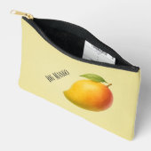 Große Mango, süße Frucht und Name auf Gelb Zubehörtasche (Offen)