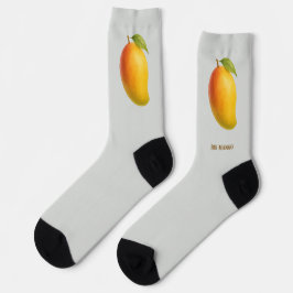 Große Mango, süße Frucht und Name auf Grau Socken