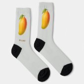 Große Mango, süße Frucht und Name auf Grau Socken (Rechts)