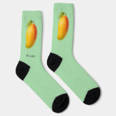Große Mango, süße Frucht und Name auf Grün Socken (Rechts)