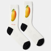 Große Mango, süße Frucht und Name auf Weiß Socken (Rechts)