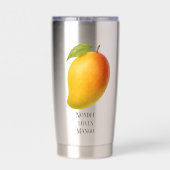 Große Mango, süße Frucht und Name Thermobecher (Rückseite)