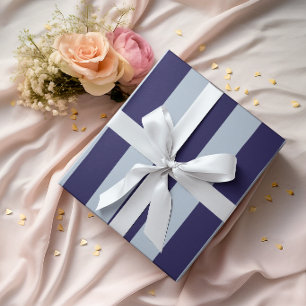 Große Marine- und Staubblaue Vertikalstreifen Geschenkpapier