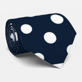 Große Marine und weiße Polka-Punkt-Hals-Krawatte Krawatte (Gerollt)