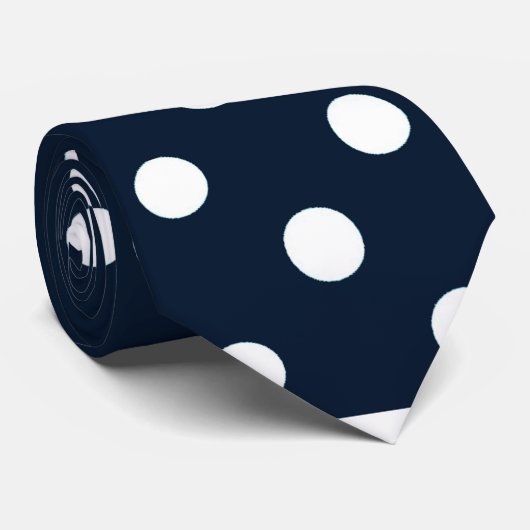 Große Marine und weiße Polka-Punkt-Hals-Krawatte Krawatte (Gerollt)