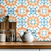 Große marokkanische Aquarellorange aquamarin Fliese