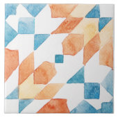 Große marokkanische Aquarellorange aquamarin Fliese (Vorderseite)