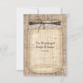 Große Mason Jar & Burlap Lace Rustic Wedding RSVP (Rückseite)