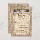 Große Mason Jar & Burlap Lace Rustic Wedding RSVP (Vorne/Hinten)