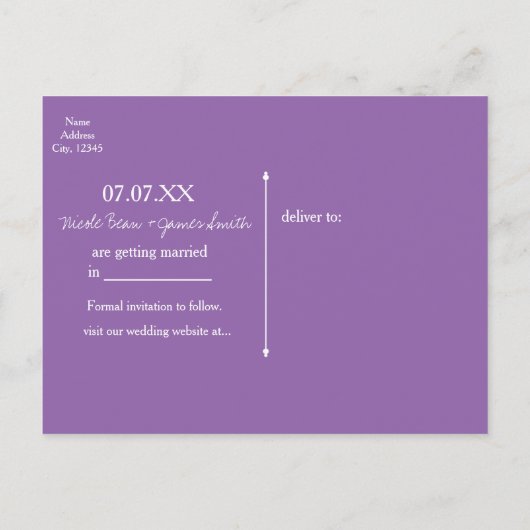 Große Mason Jar Lavender Save the Date Lila Ankündigungspostkarte (Rückseite)