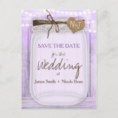 Große Mason Jar Lavender Save the Date Lila Ankündigungspostkarte (Vorderseite)
