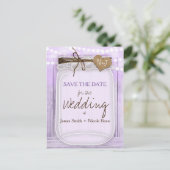 Große Mason Jar Lavender Save the Date Lila Ankündigungspostkarte (Stehend Vorderseite)