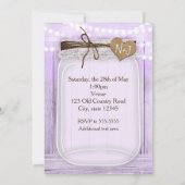 Große Mason Jar & Lights Lavender Lila rustikal Einladung (Rückseite)